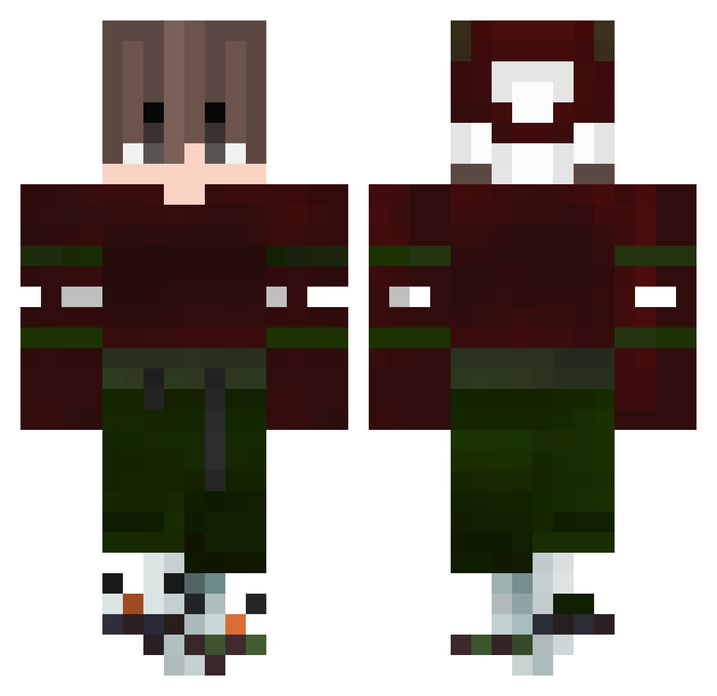 WessonxD Minecraft skin, front and back view