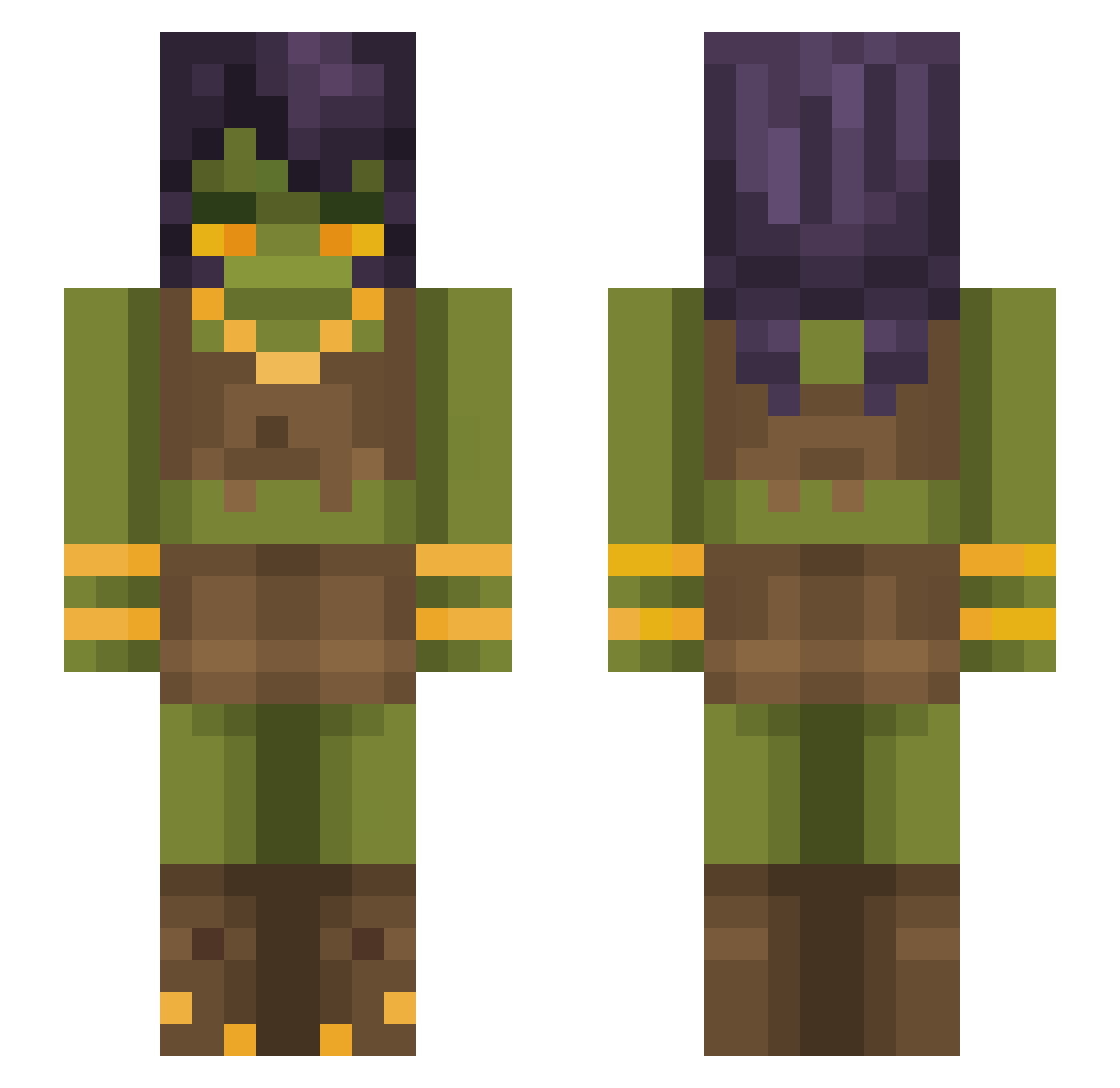 Unbloomed Minecraft skin, front and back view
