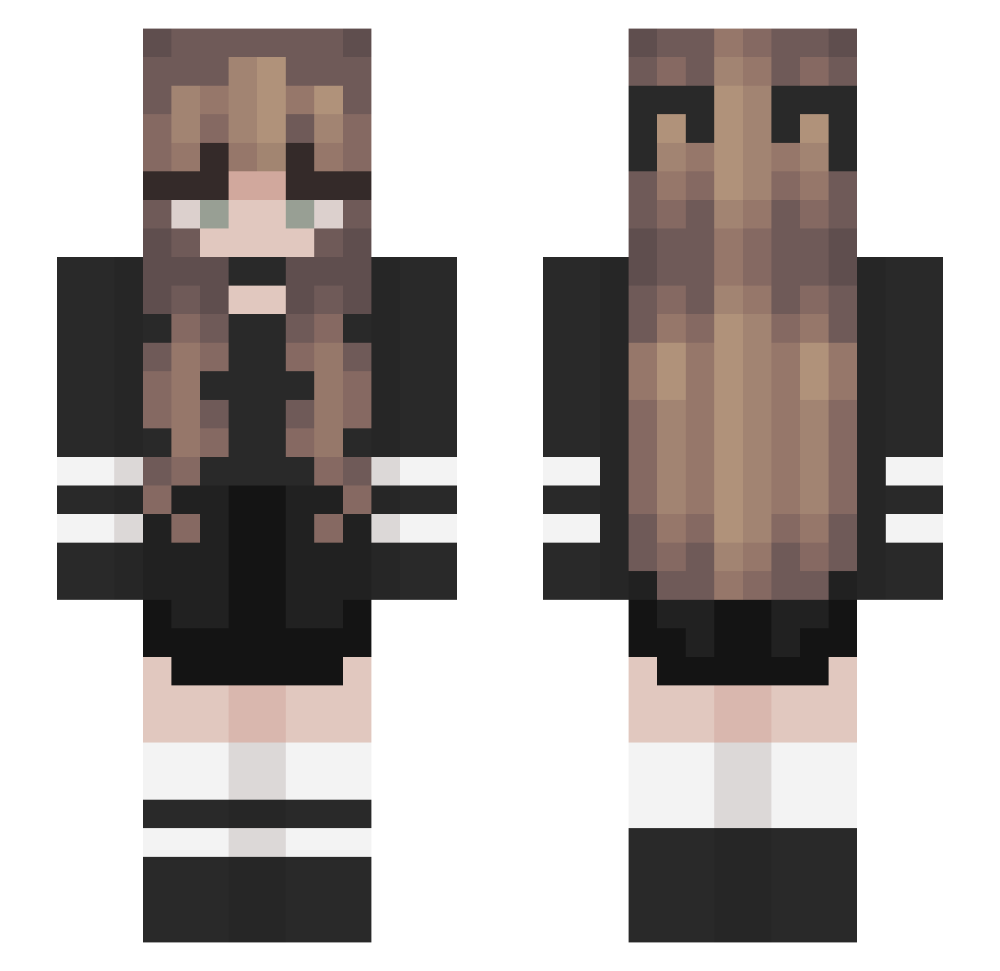 W6fm Minecraft skin, front and back view