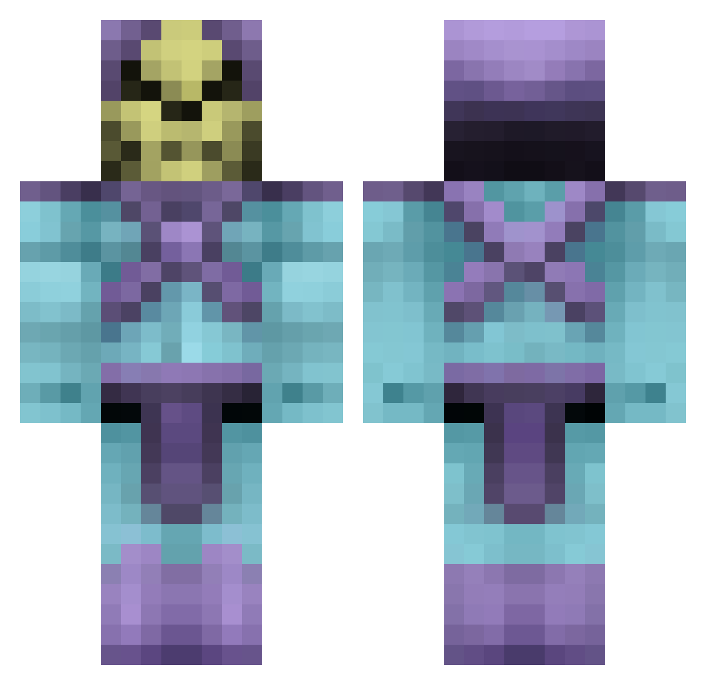 Yukoxd Minecraft skin, front and back view
