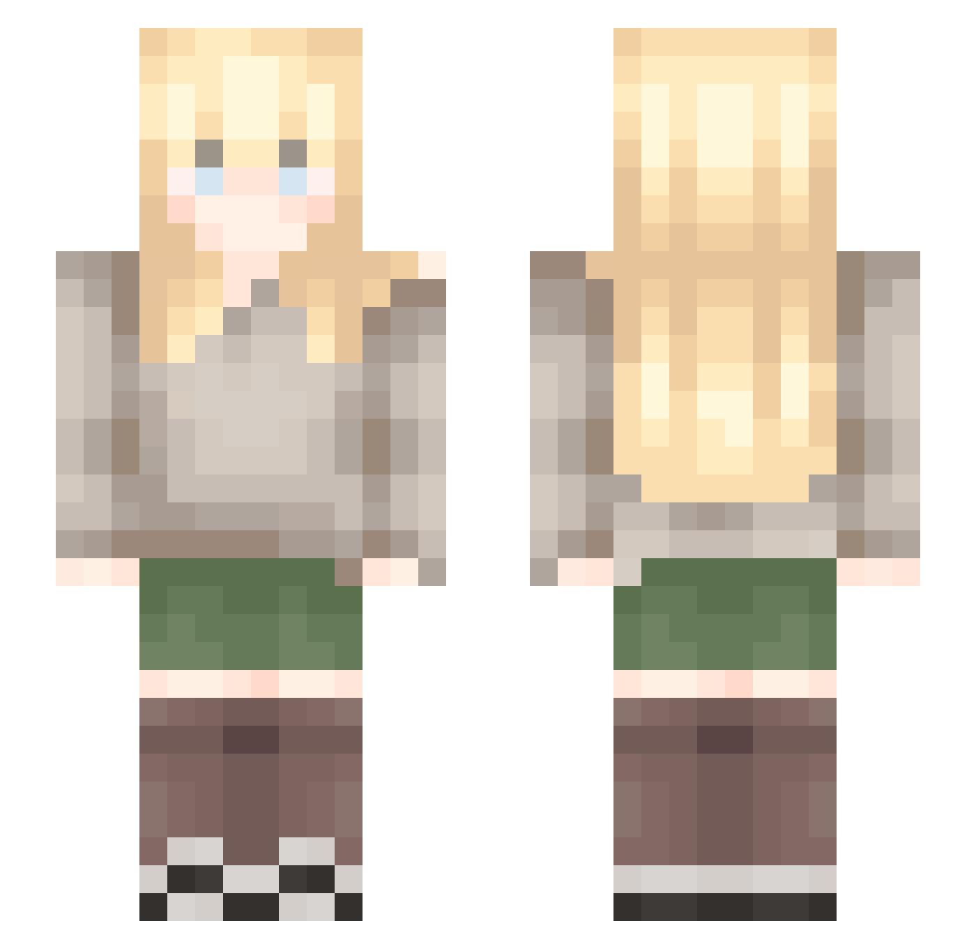 Salfe Minecraft skin, front and back view
