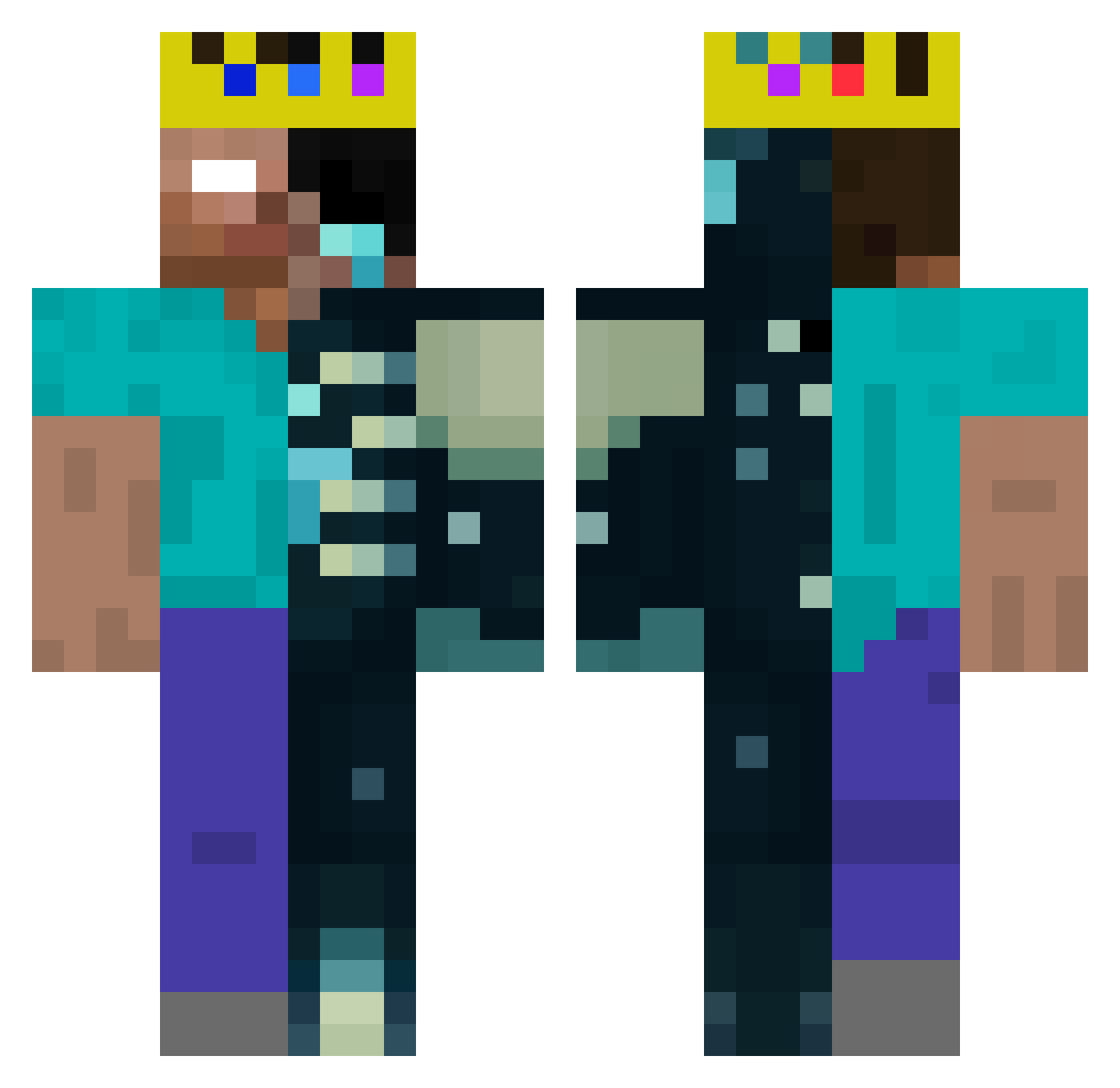 FabioPro Minecraft skin, front and back view