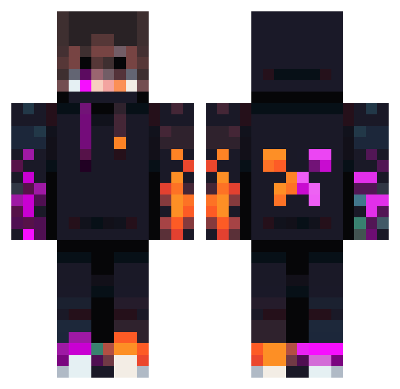 Thinker_King Minecraft skin, front and back view