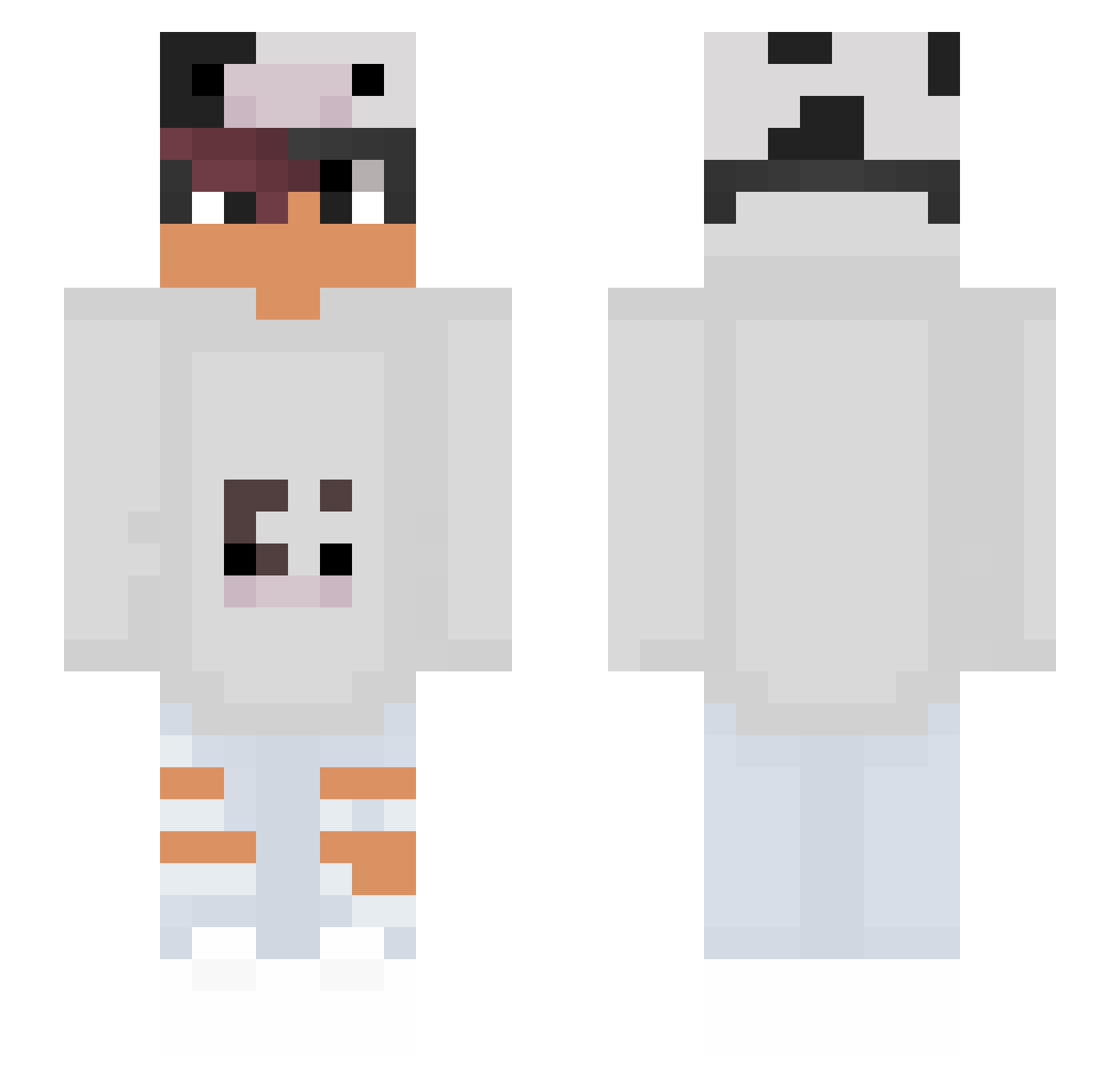 RaydrM Minecraft skin, front and back view