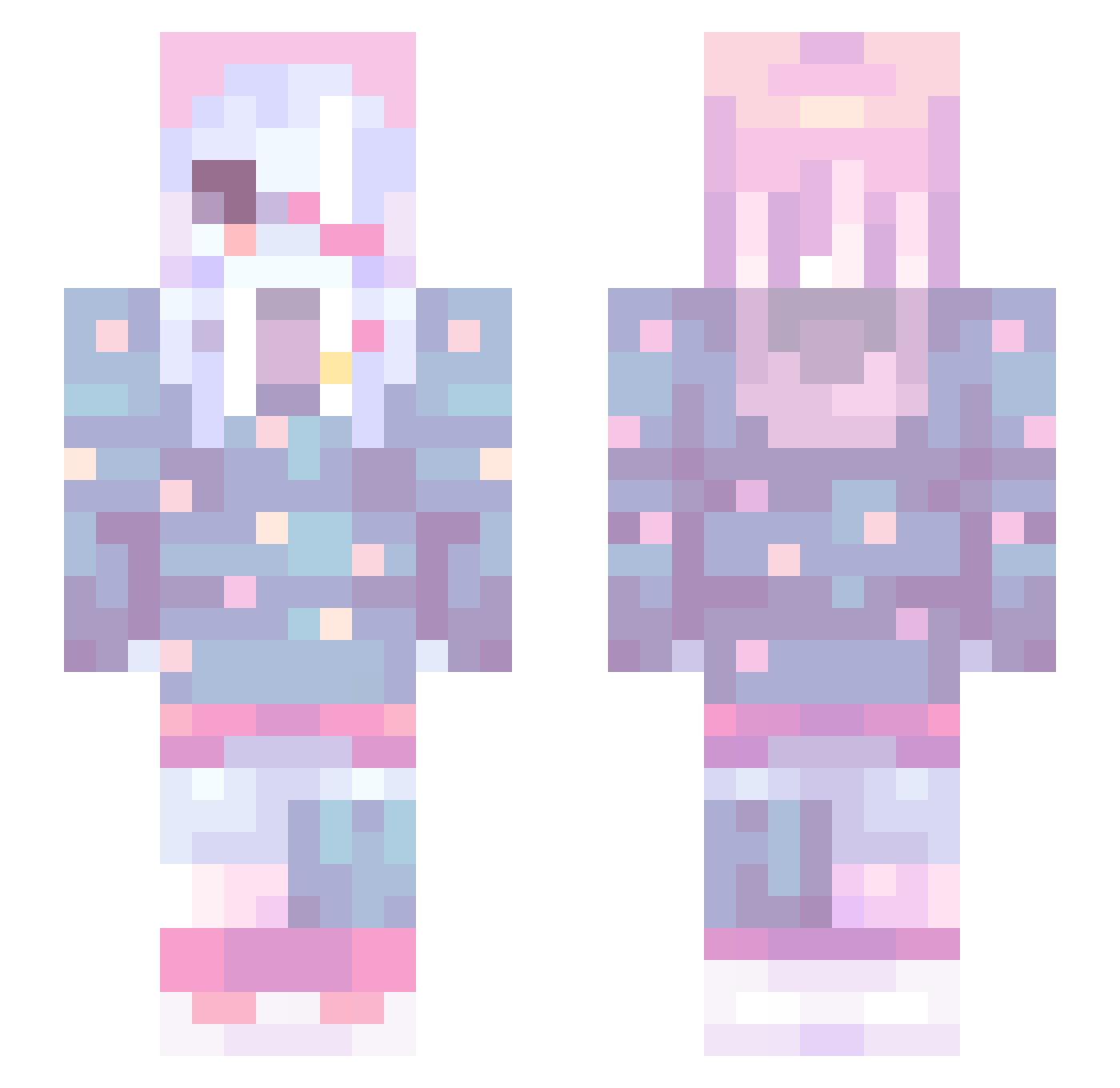 RementoVivere Minecraft skin, front and back view