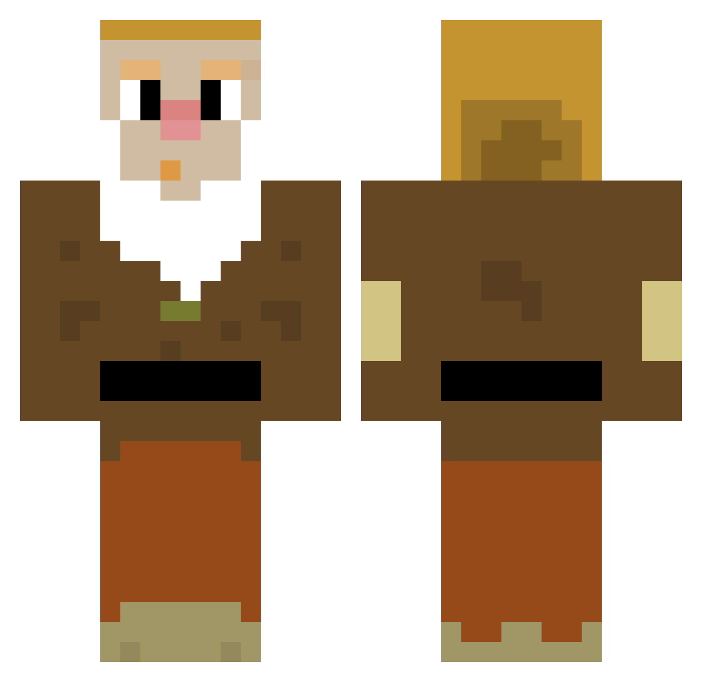 Sneezy Minecraft skin, front and back view