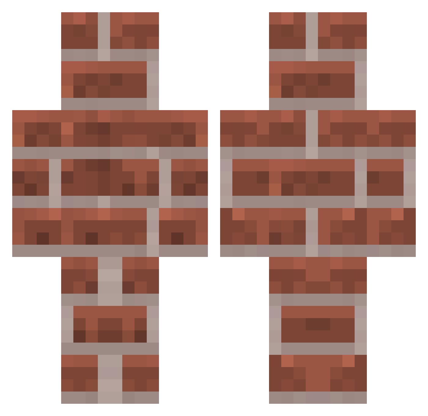 abcdefghigklmno Minecraft skin, front and back view