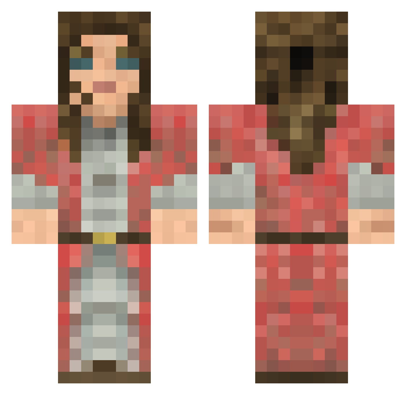 Seamstress Minecraft skin, front and back view