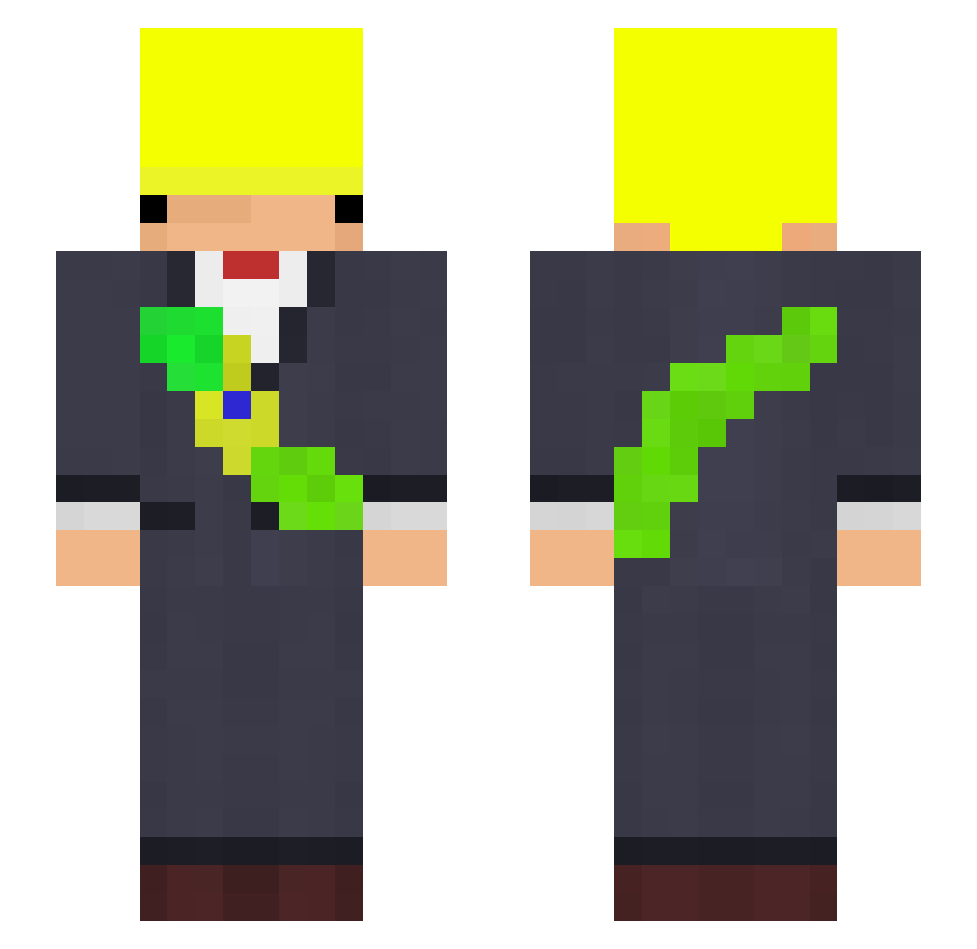Bluzin580 Minecraft skin, front and back view