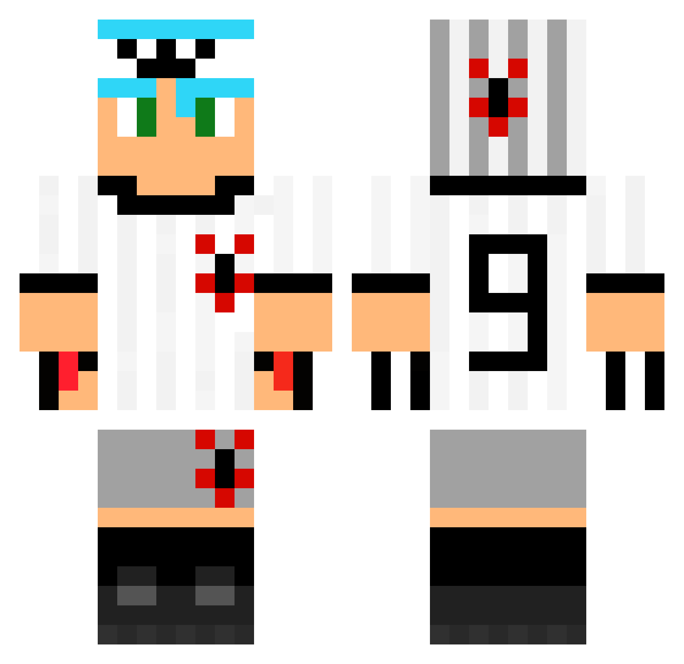 PANDINHA369 Minecraft skin, front and back view