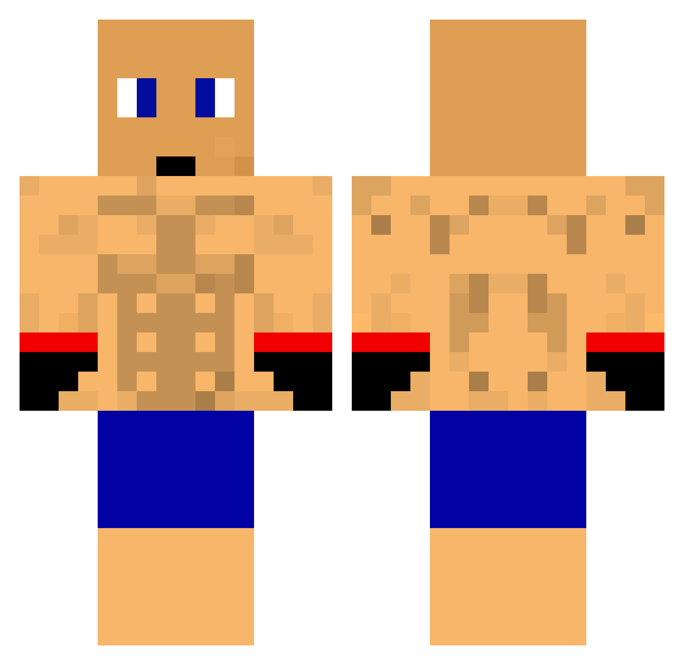 RJcastsHeadKick Minecraft skin, front and back view