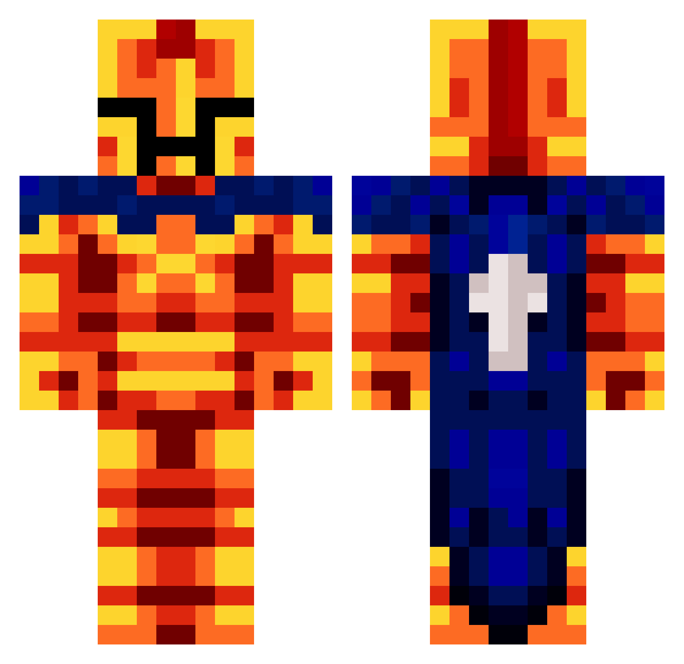 Moffingdon Minecraft skin, front and back view