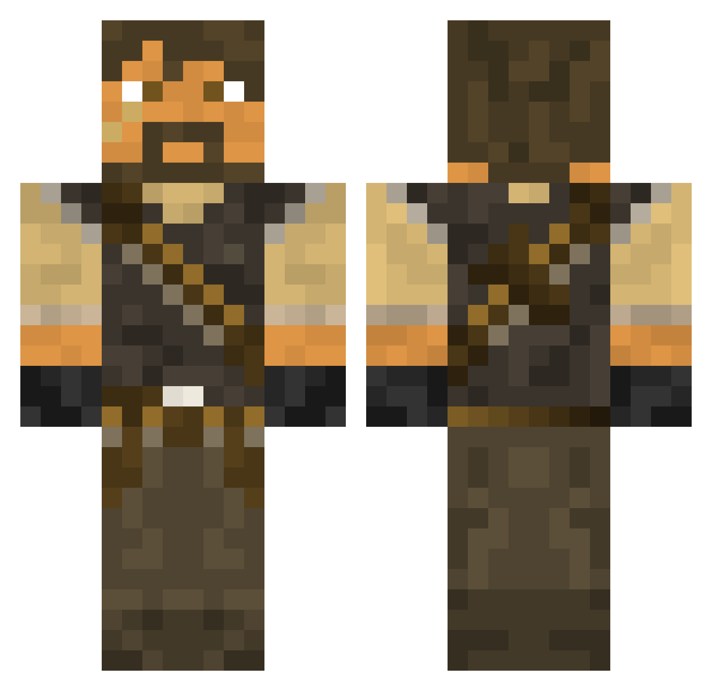 mortality Minecraft skin, front and back view