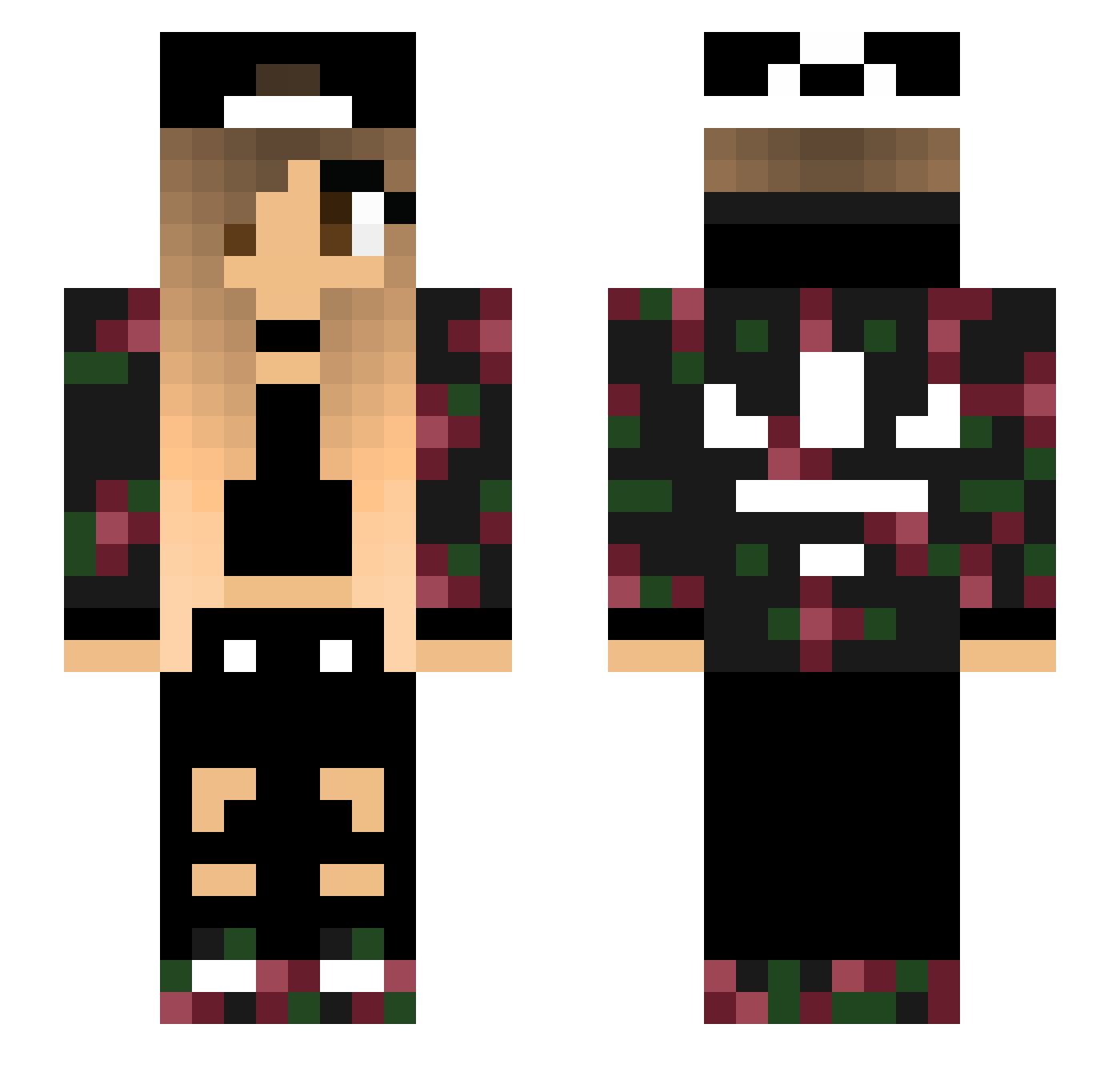 TsuKuma Minecraft skin, front and back view
