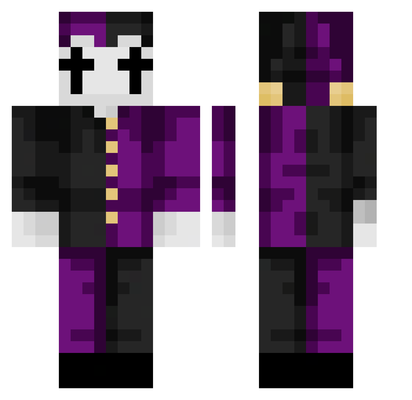 JestersBees Minecraft skin, front and back view