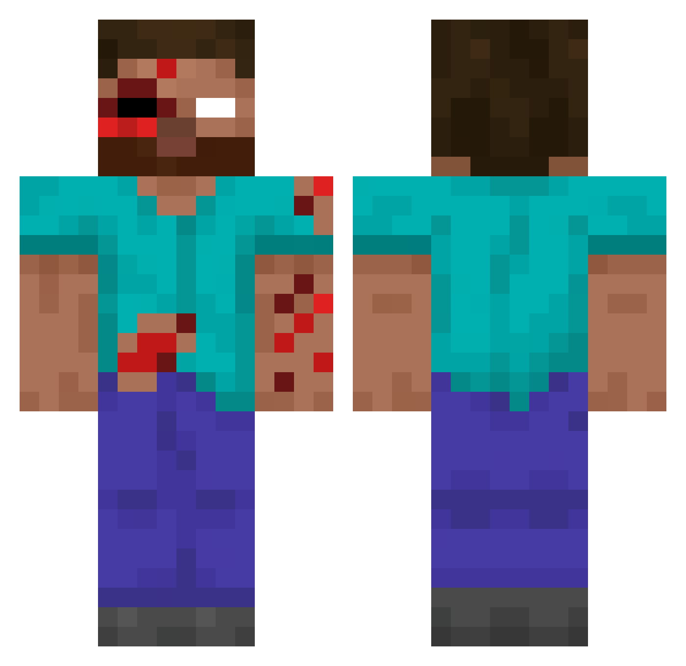 The_Boiled_On3 Minecraft skin, front and back view