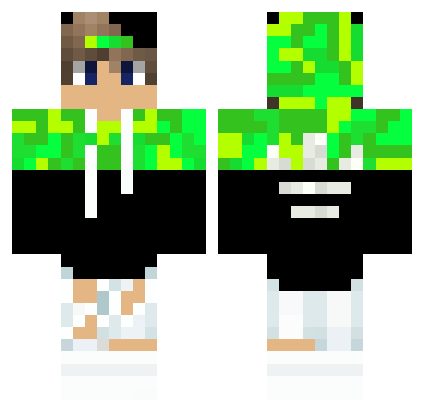 WurmDiscomart Minecraft skin, front and back view