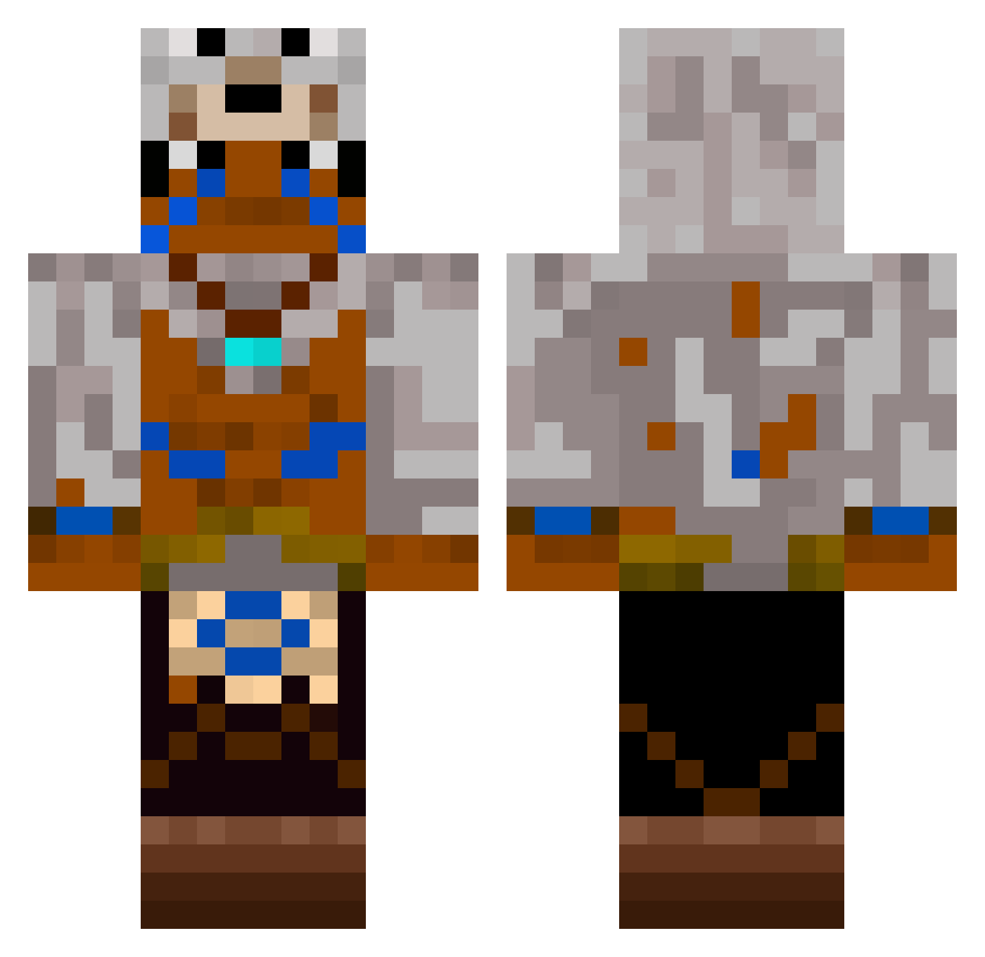 stfens Minecraft skin, front and back view