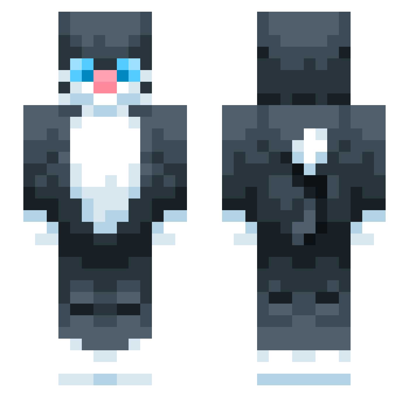 Y0vng Minecraft skin, front and back view