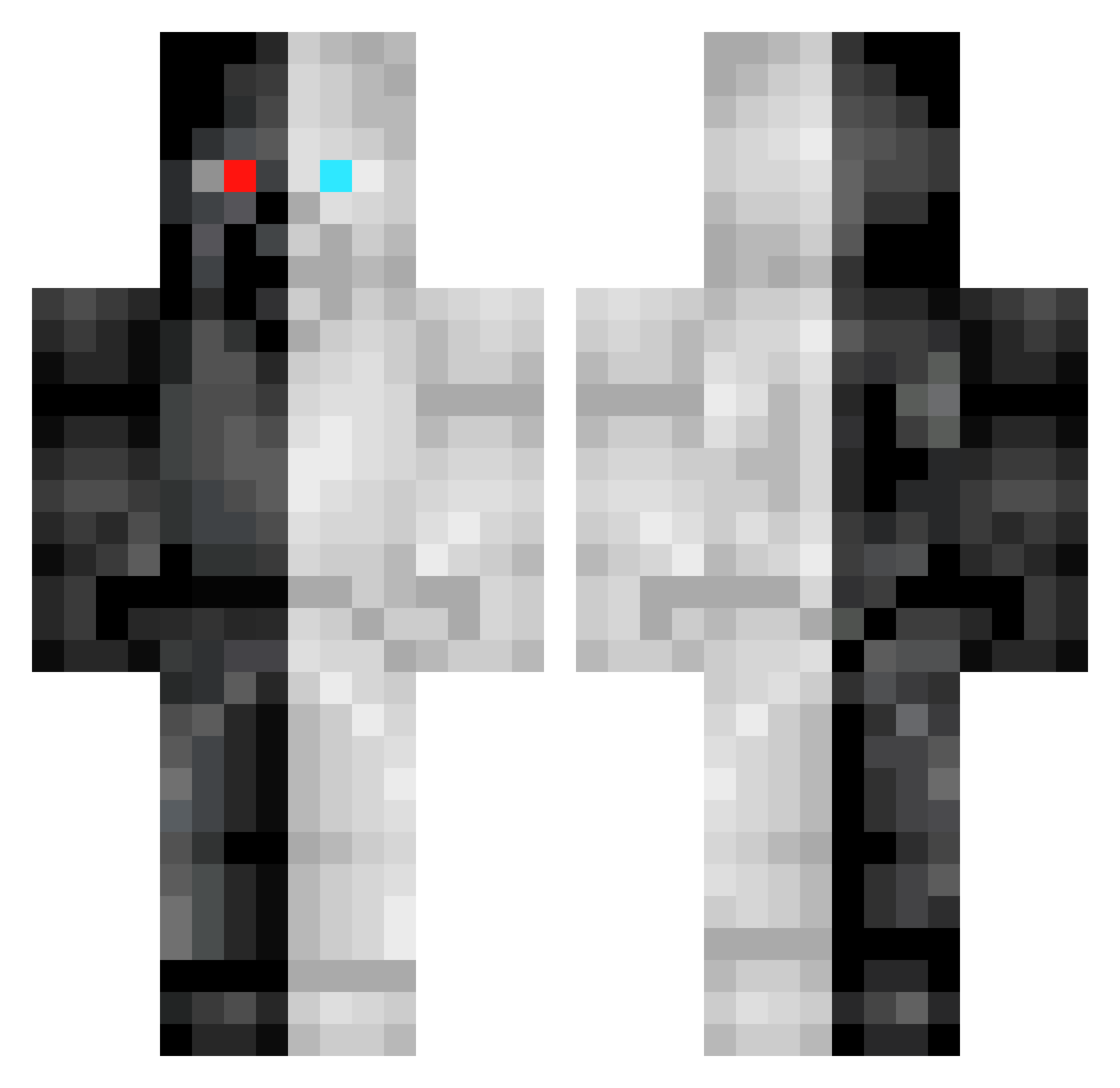 H4MI Minecraft skin, front and back view