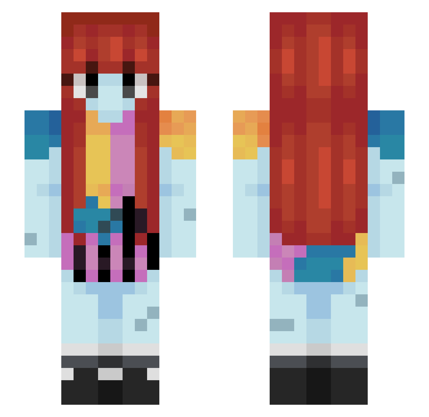 MiiaZ Minecraft skin, front and back view