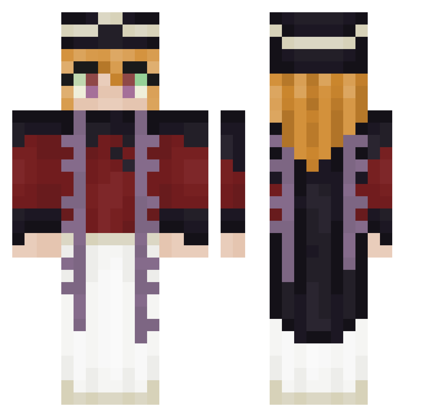 TrinPvP Minecraft skin, front and back view