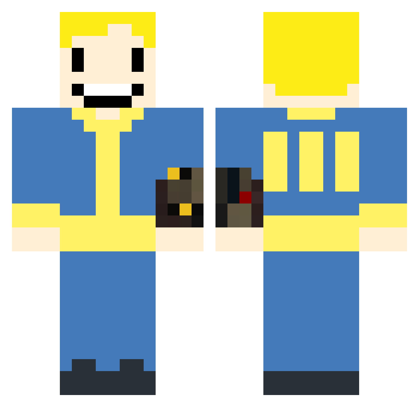 Bodelo44 Minecraft skin, front and back view