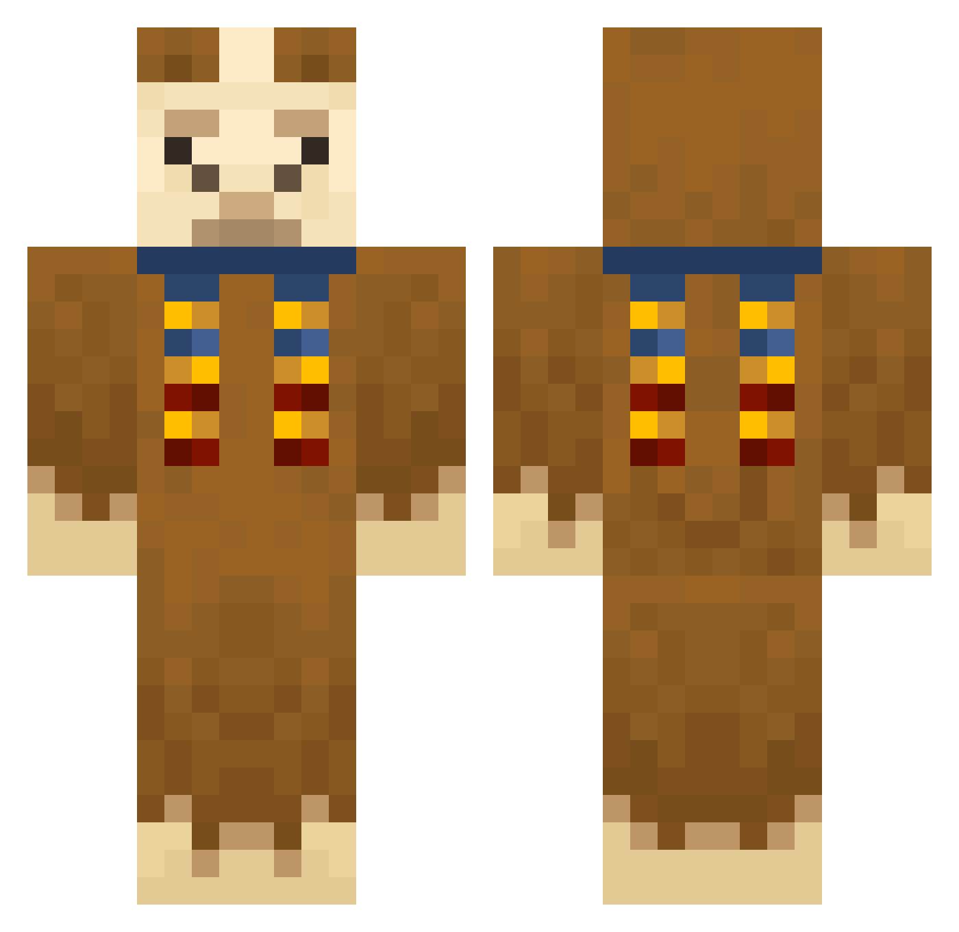 Stumbly Minecraft skin, front and back view