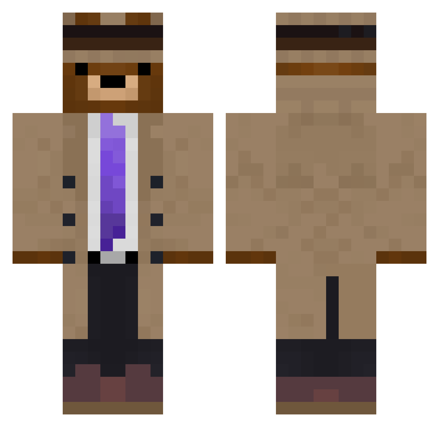 RaveGian Minecraft skin, front and back view