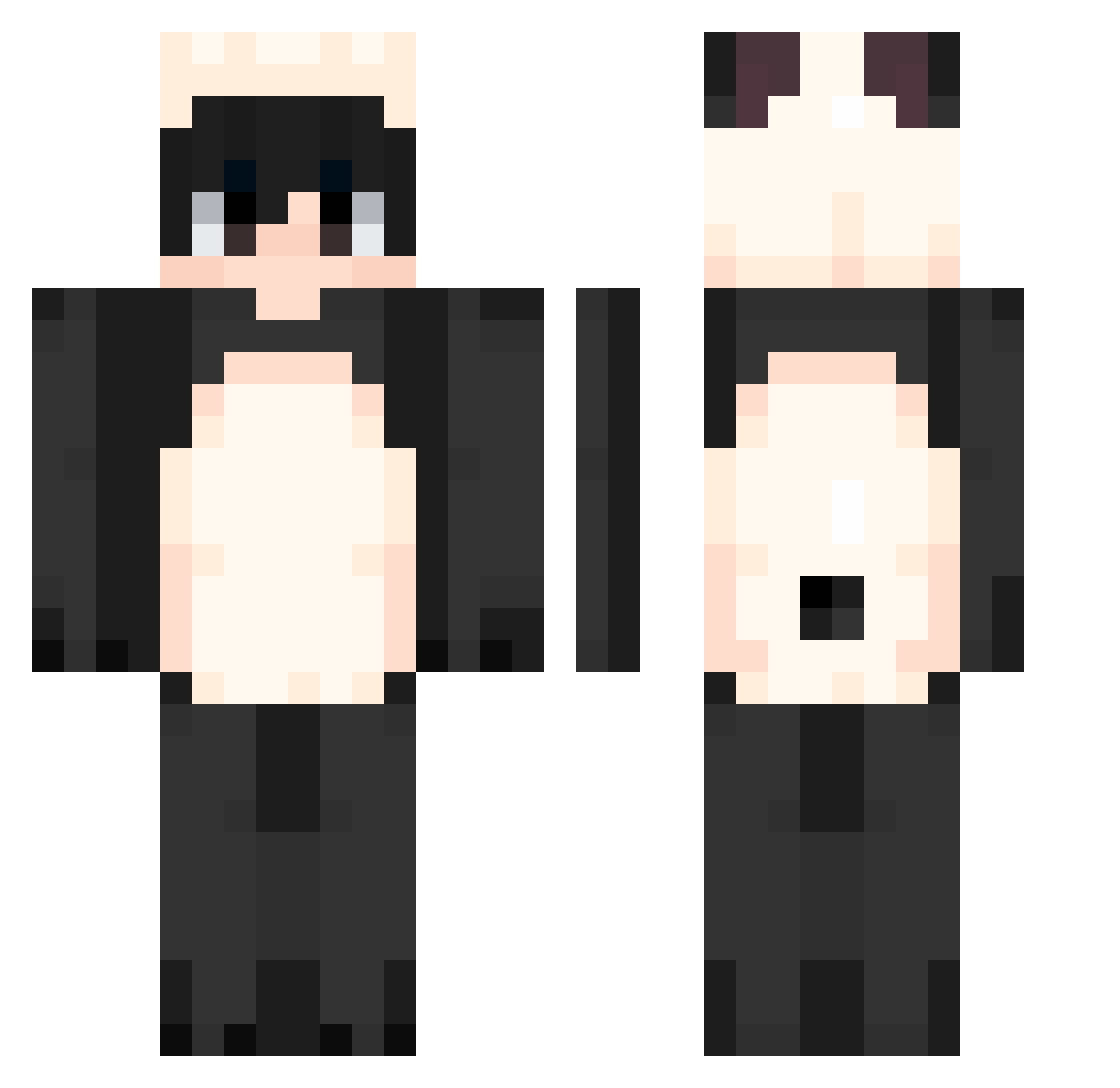 xGhstPanda Minecraft skin, front and back view