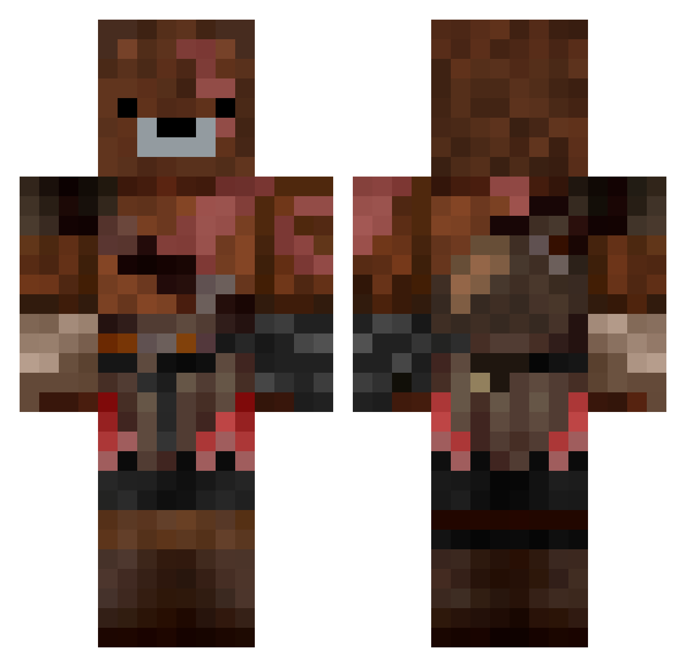 PARKOURBE4R Minecraft skin, front and back view