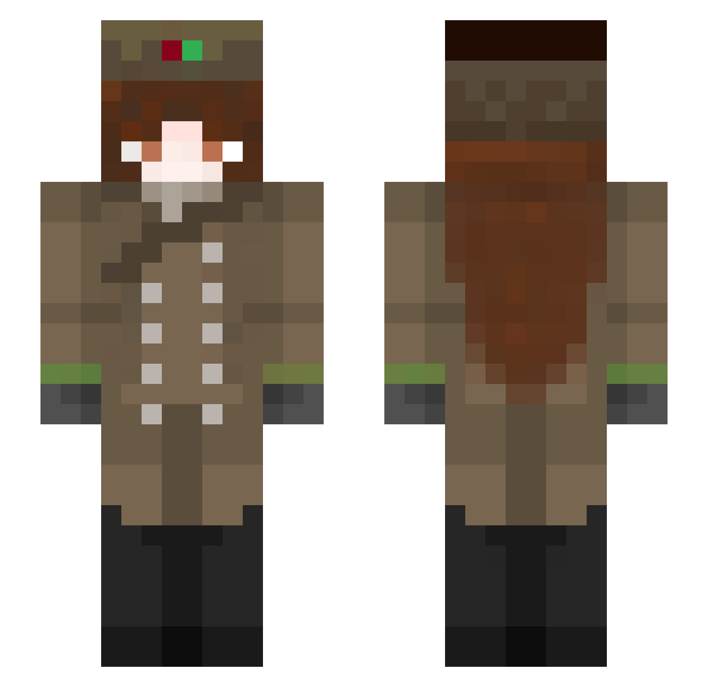 MiilVothMein Minecraft skin, front and back view