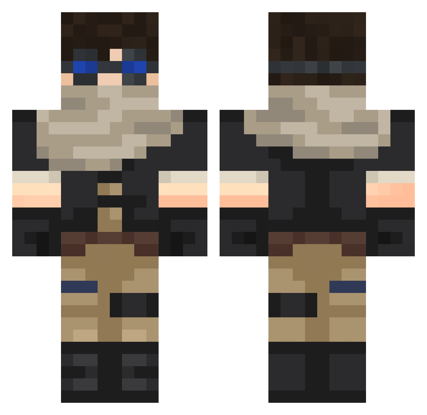 Vill Minecraft skin, front and back view