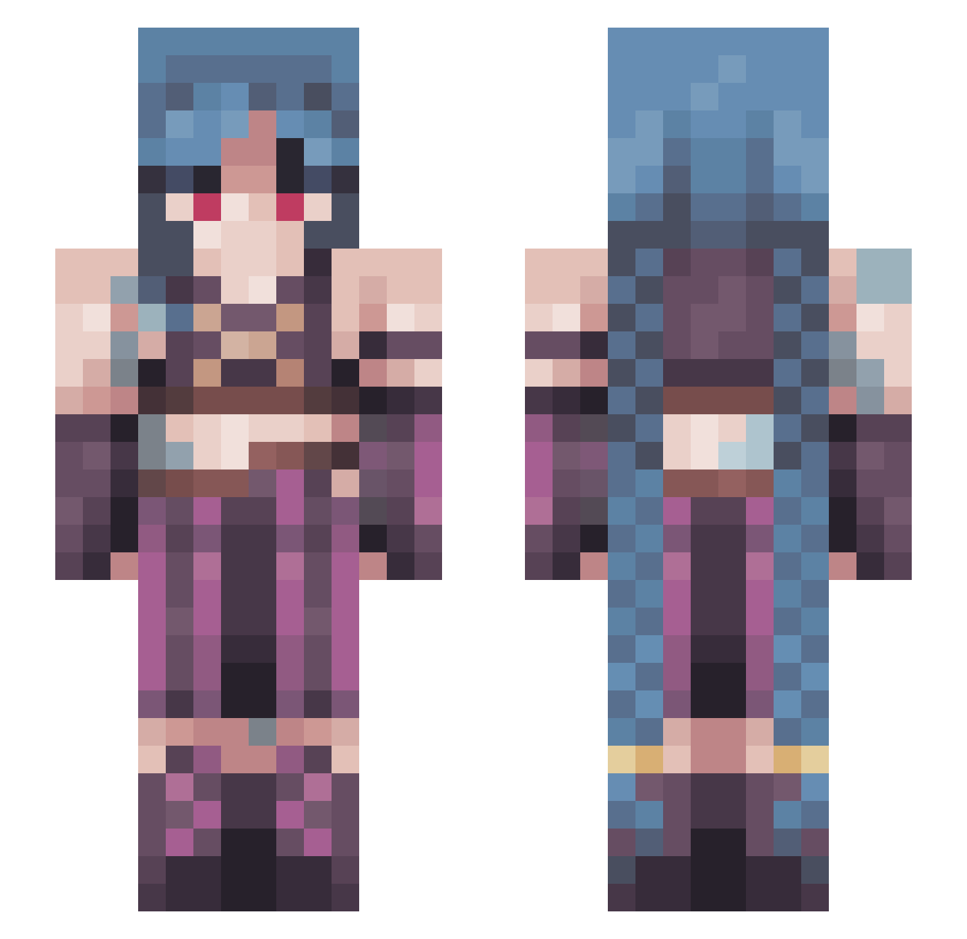 AuroraBeanie Minecraft skin, front and back view