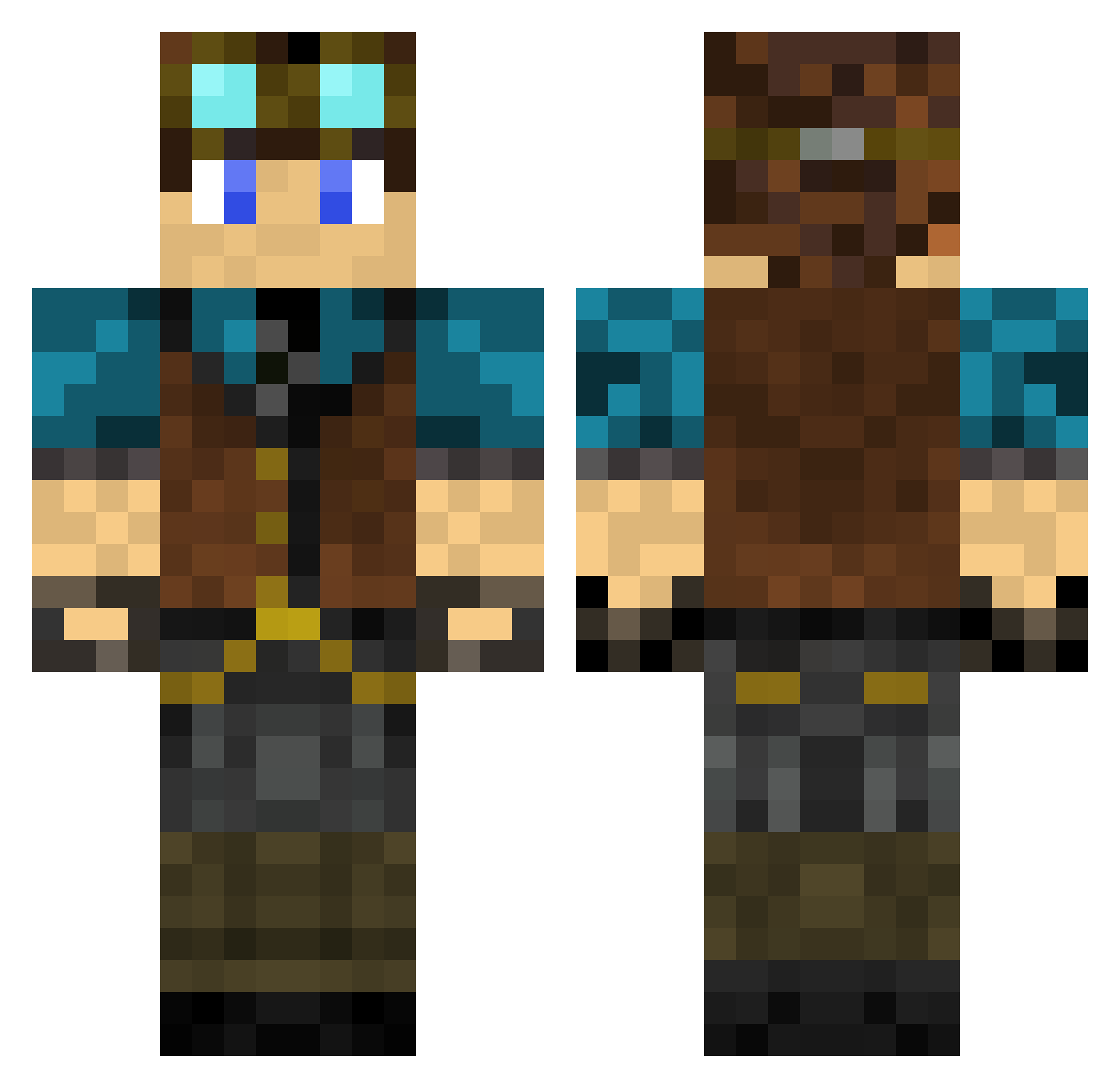 Salamanders Minecraft skin, front and back view
