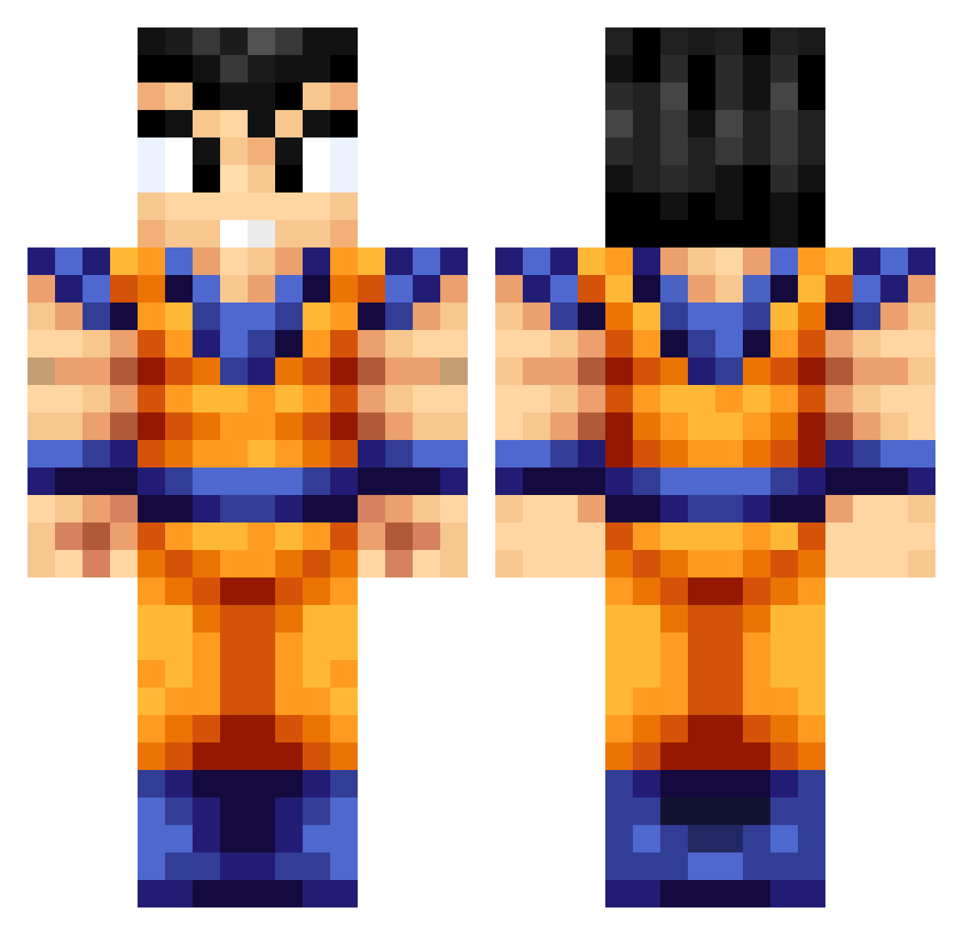 Reformed Minecraft skin, front and back view