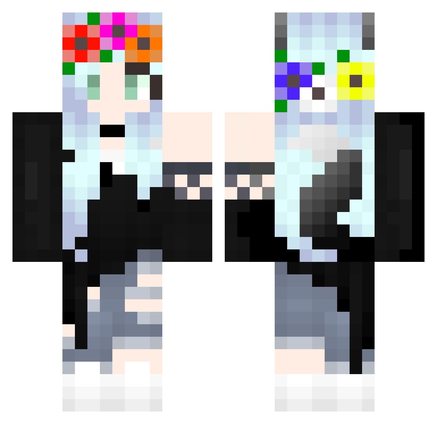 ClaryWolf1 Minecraft skin, front and back view