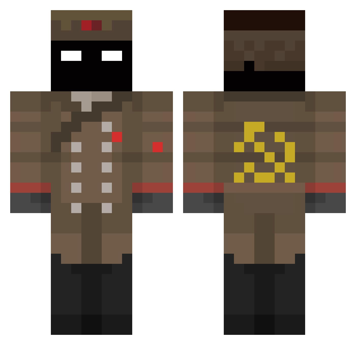 xbello Minecraft skin, front and back view