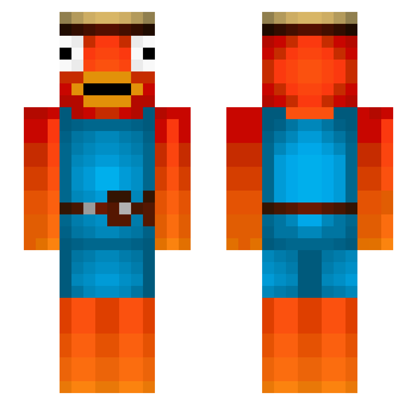 sharxa Minecraft skin, front and back view