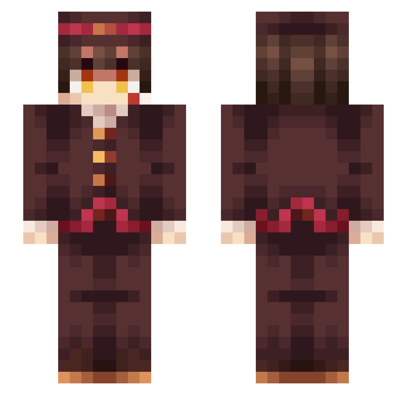 Ludo_Crow Minecraft skin, front and back view