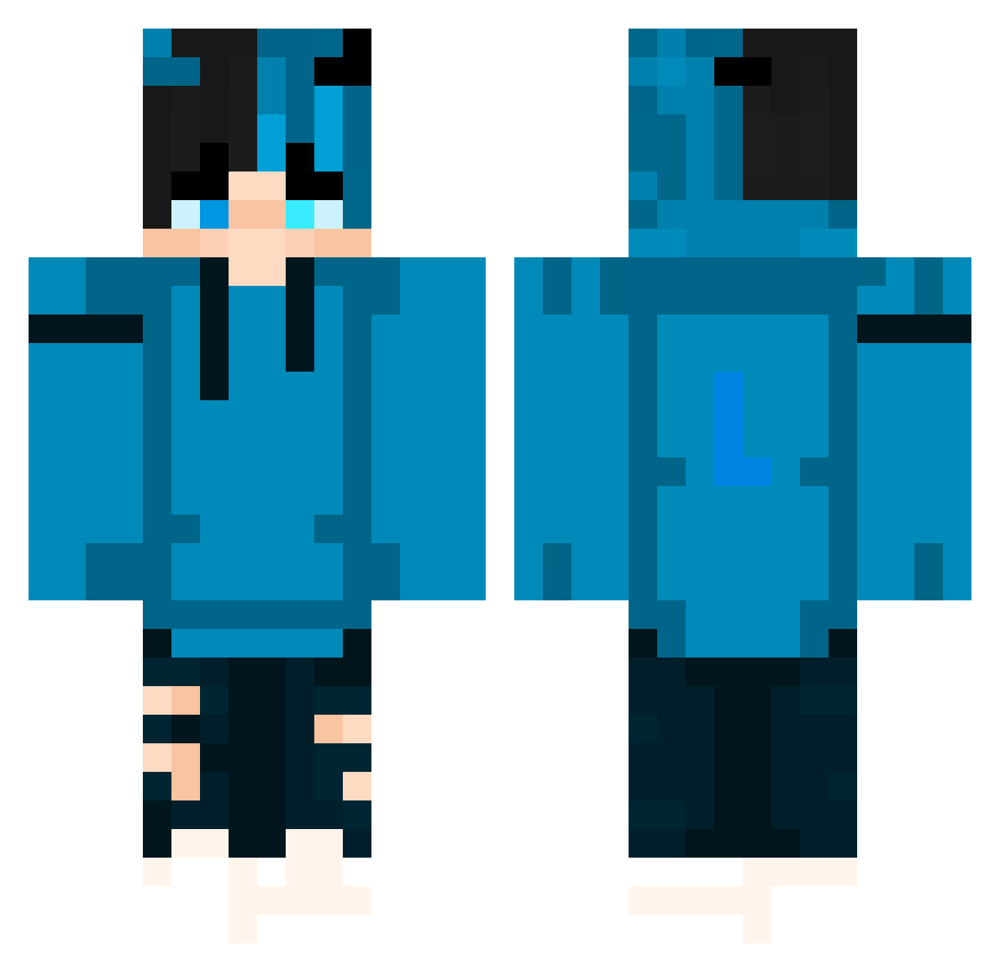 xiiR3D Minecraft skin, front and back view