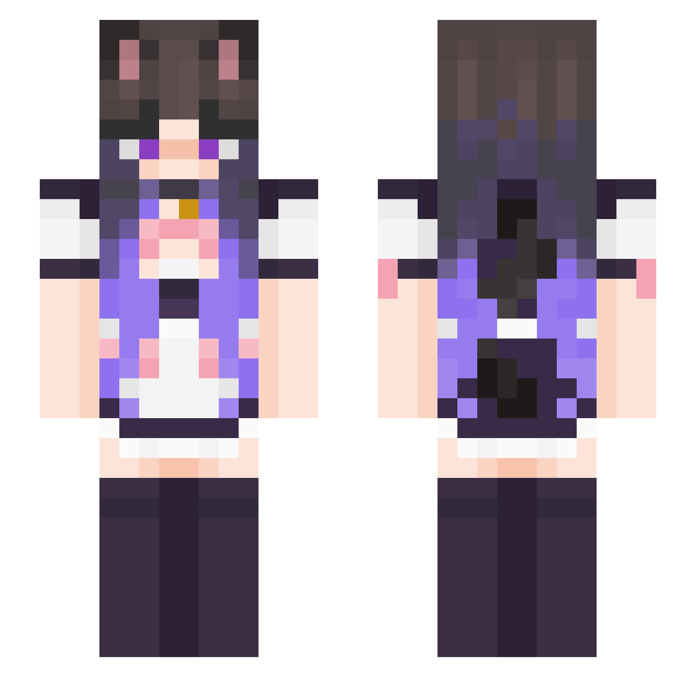 LUNA2567 Minecraft skin, front and back view