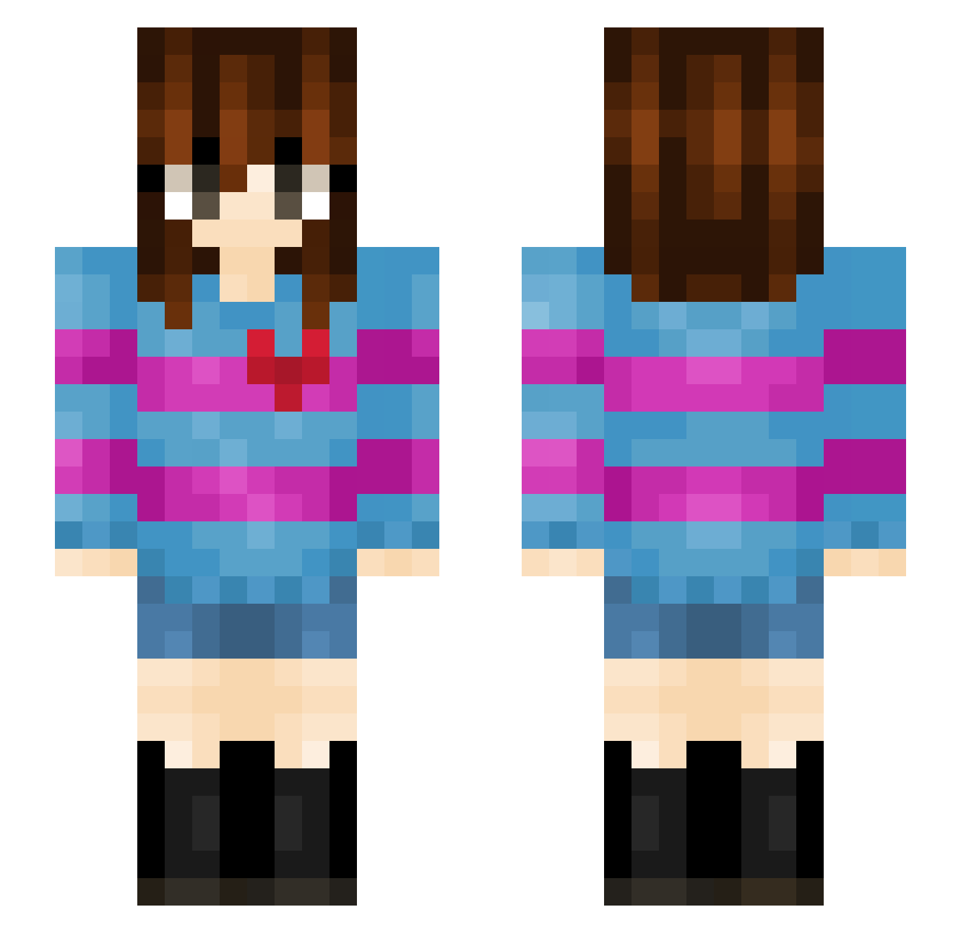 Duong22 Minecraft skin, front and back view