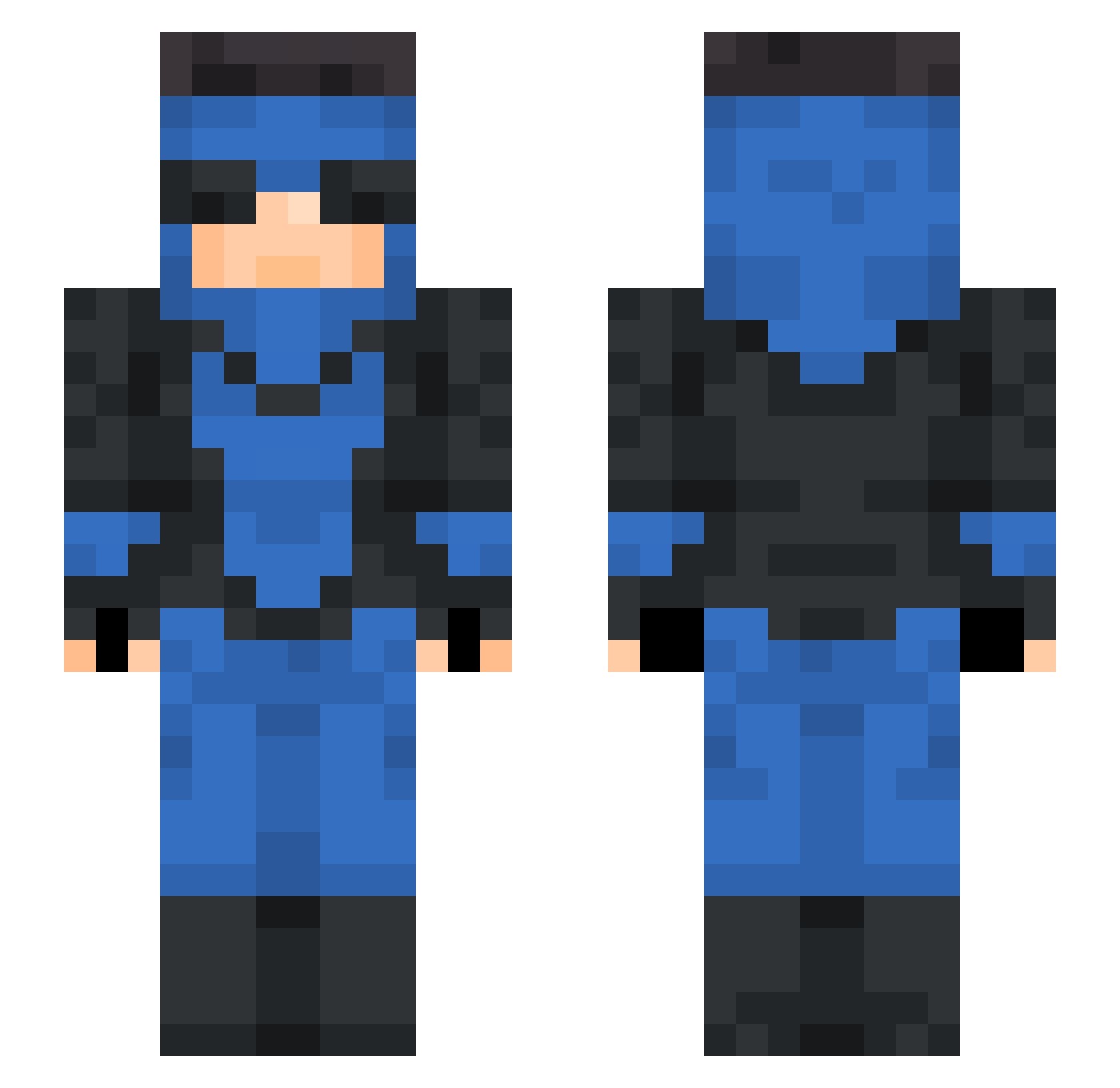 Motny Minecraft skin, front and back view