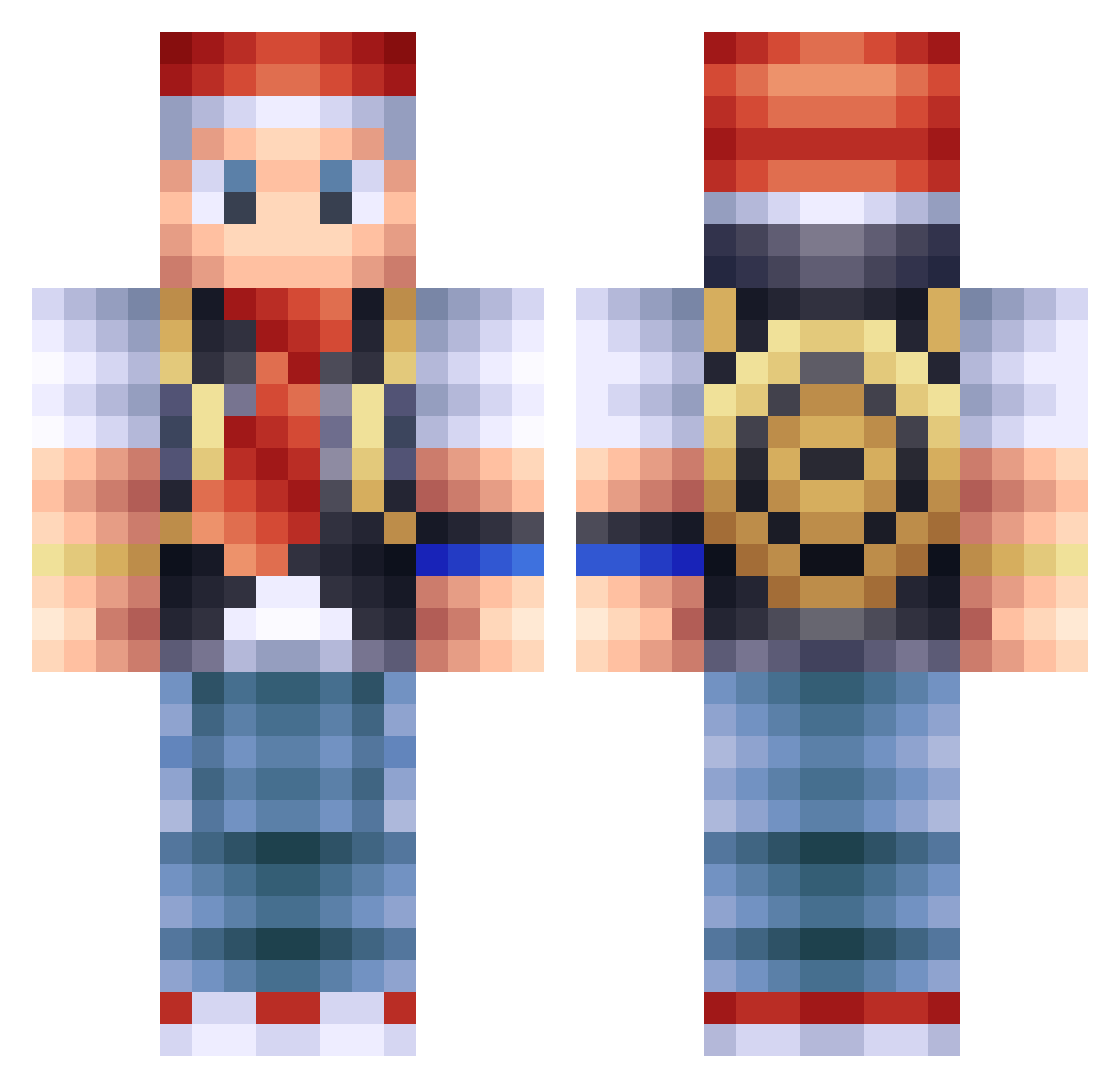 Atomism Minecraft skin, front and back view