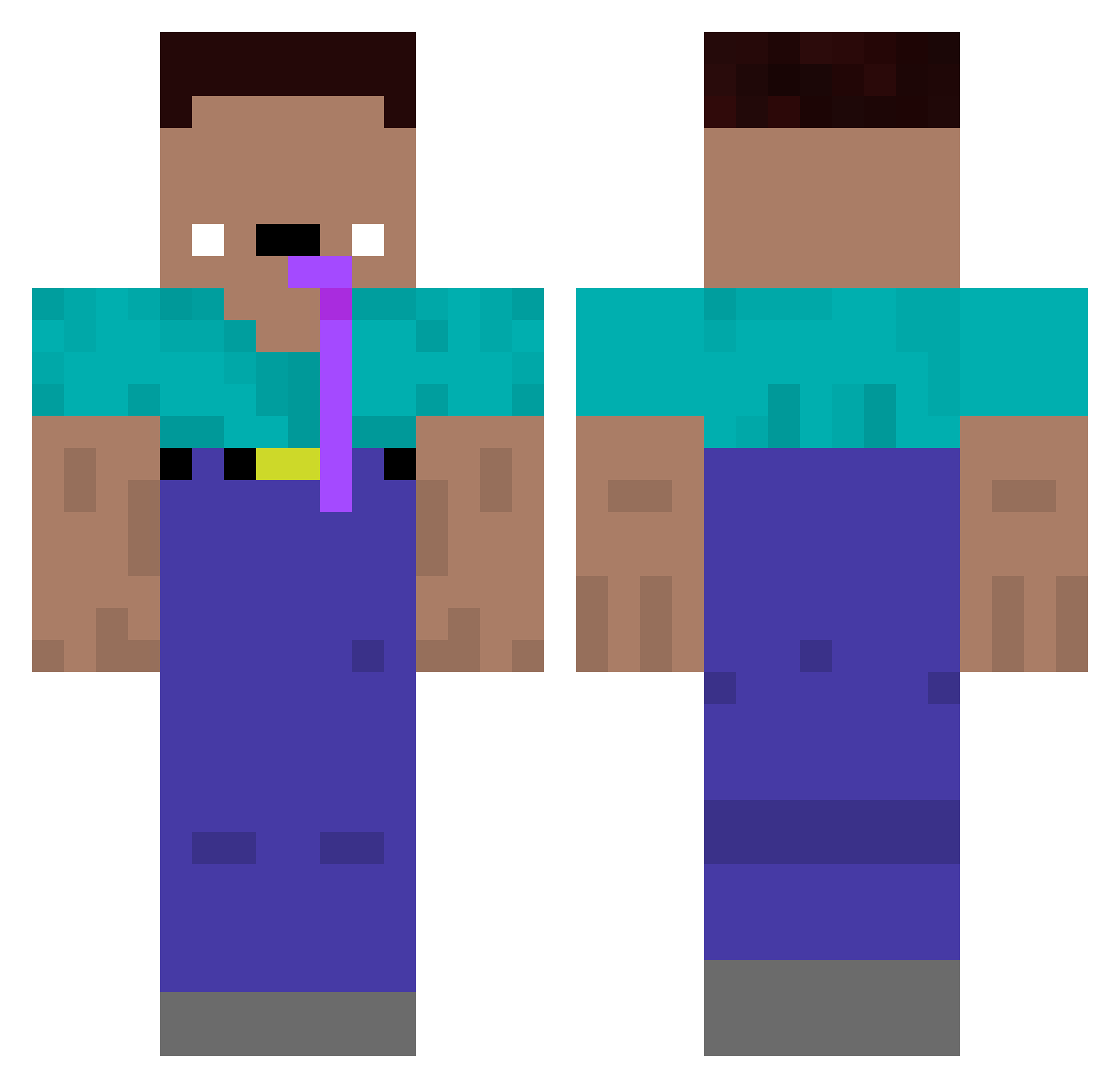 ZabeRR Minecraft skin, front and back view