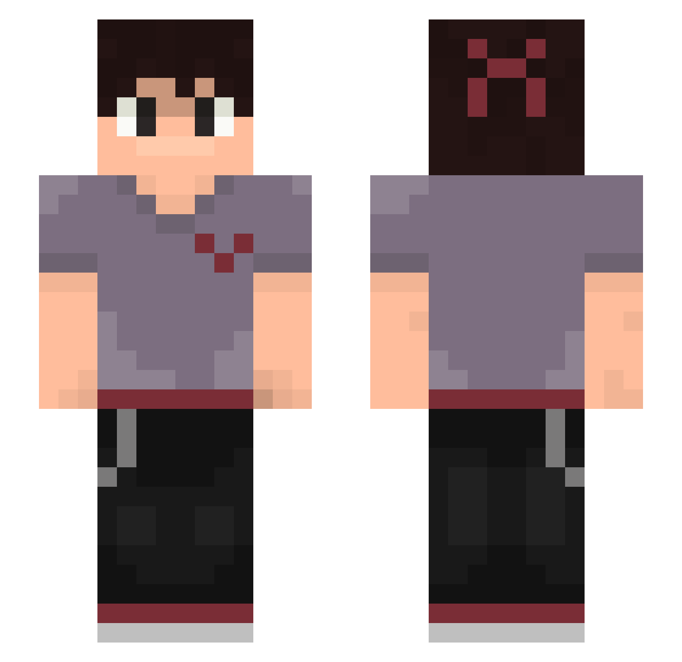 Tin0oo Minecraft skin, front and back view