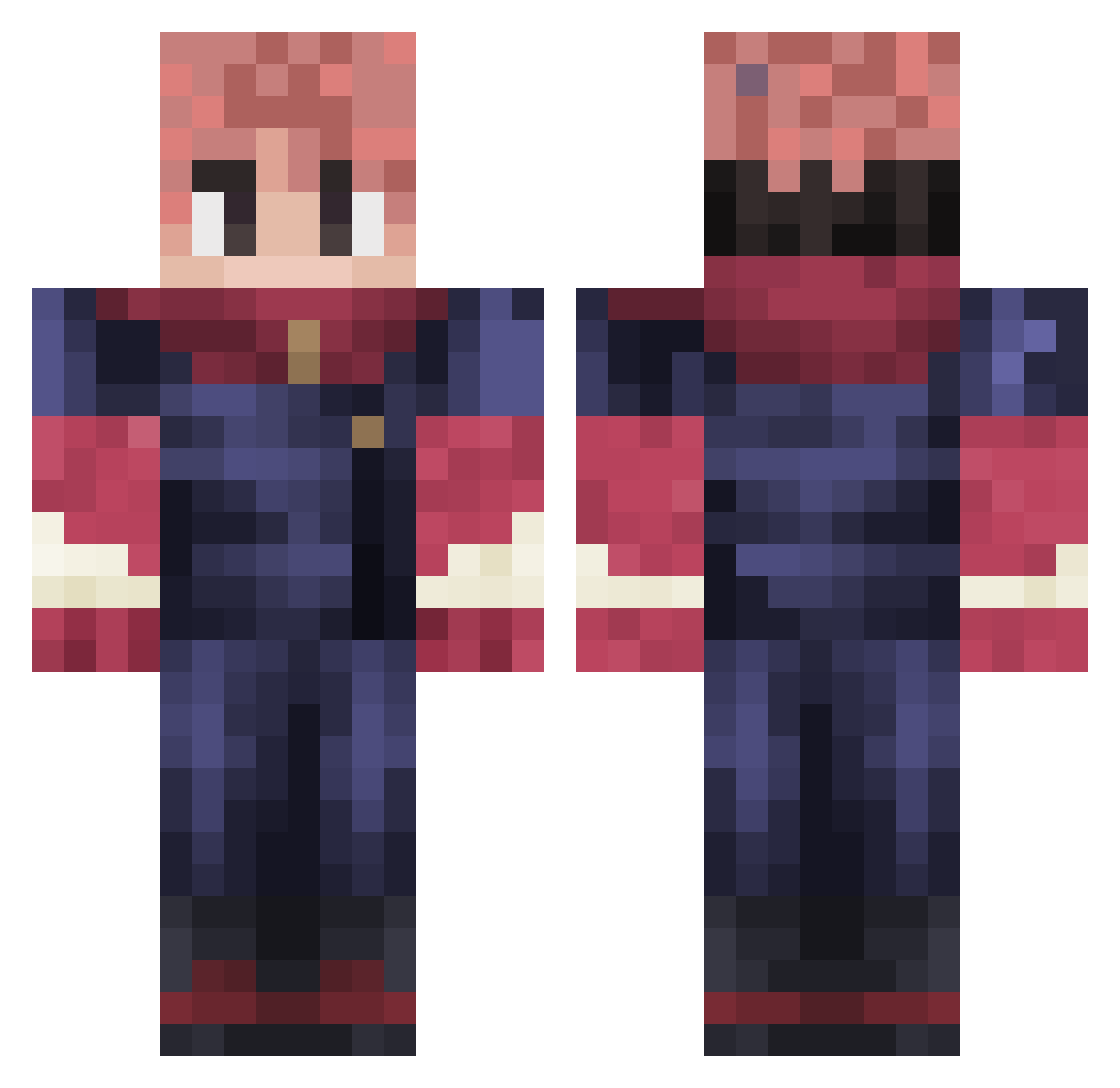 longful Minecraft skin, front and back view