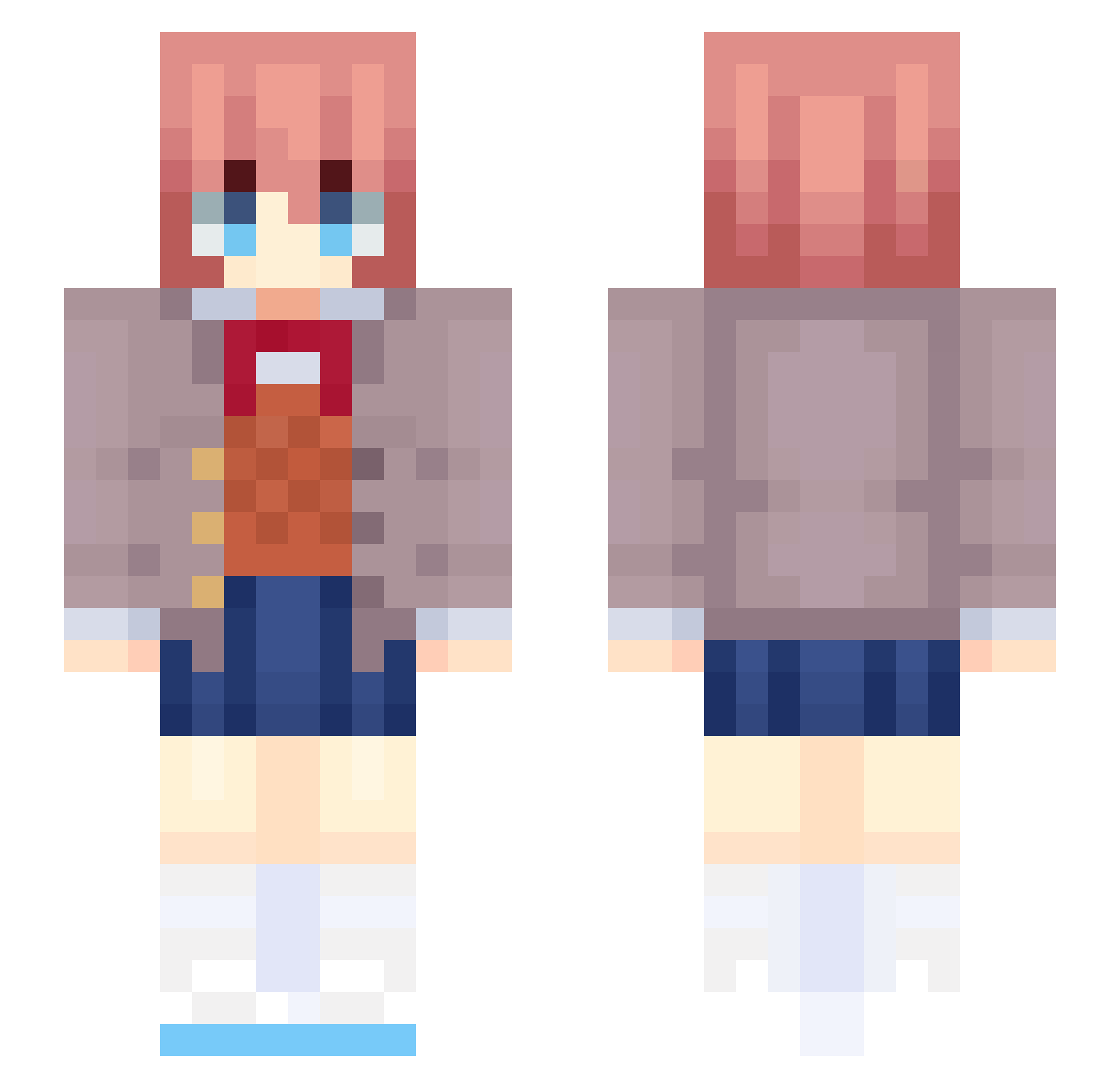 TaffyNekuma Minecraft skin, front and back view