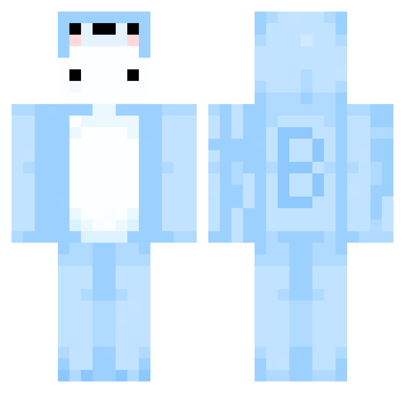 SechiSamaVN Minecraft skin, front and back view